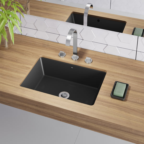 Konrad Undermount Bathroom Sink in Matte Black - Lifestyle Image