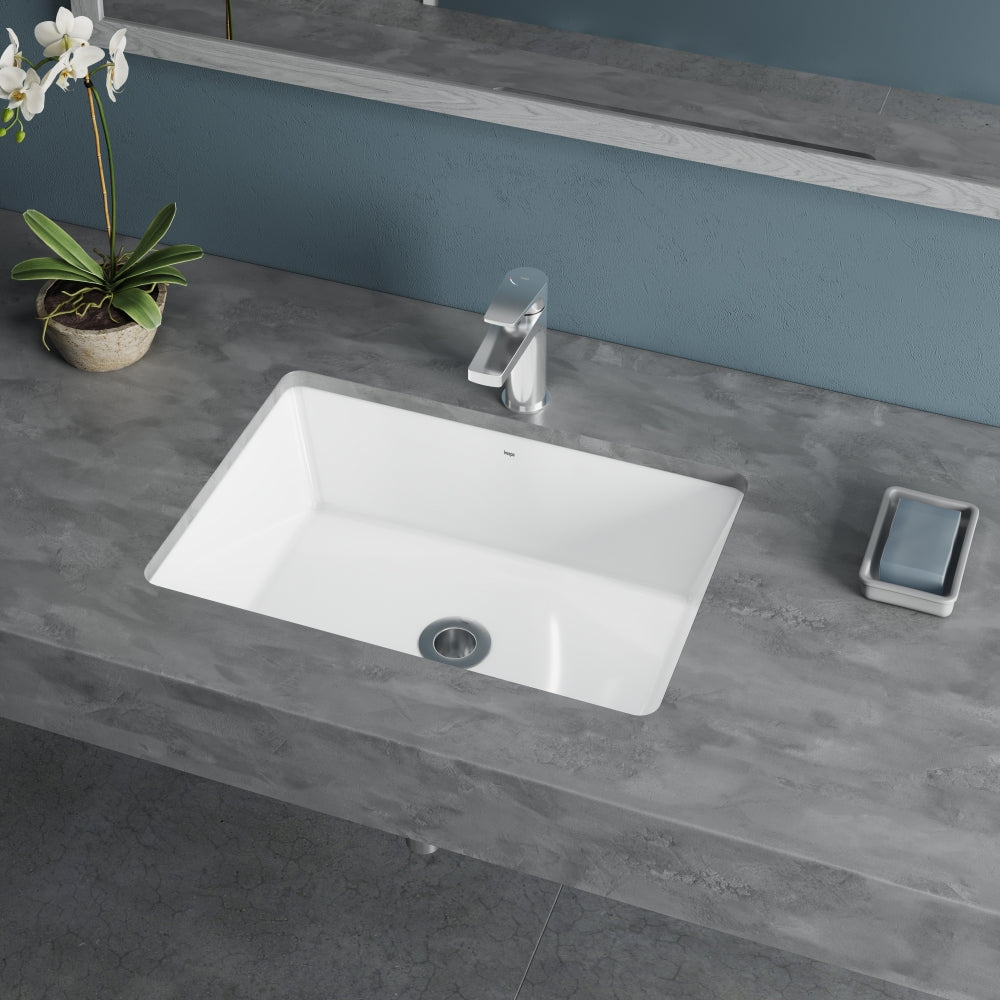 Konrad Undermount Bathroom Sink in Gloss White - Lifestyle Image