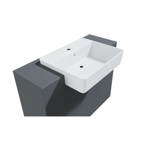 NUO 2 SEMI-RECESSED SINK, 22", WHITE, SINGLE HOLE DRILLING