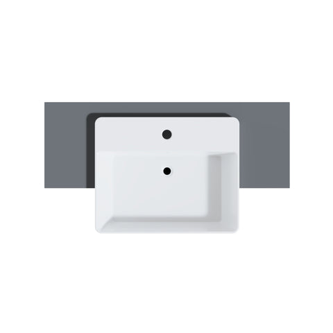NUO 2 SEMI-RECESSED SINK, 22", WHITE, SINGLE HOLE DRILLING