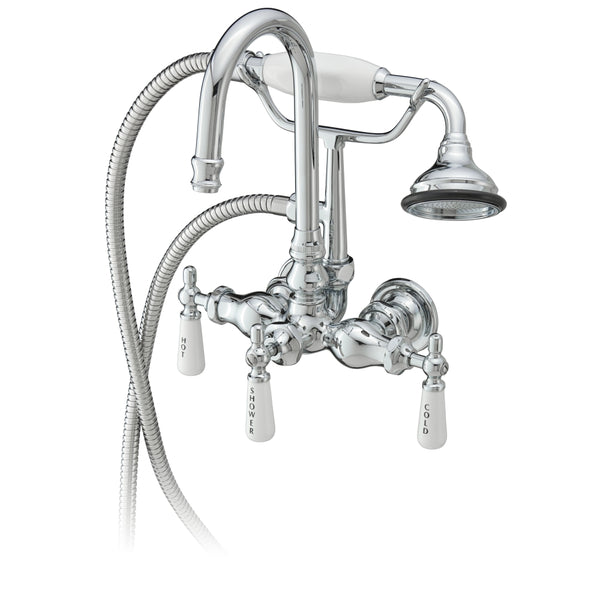 Gooseneck Tub Wall Mount Filler with Hand Shower