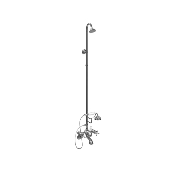 Wall Mount Tub Filler with Overhead and Hand Showers